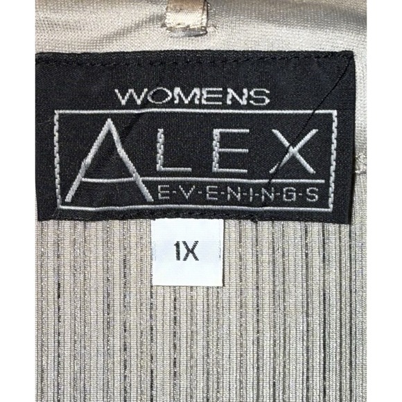 Alex Evenings 2-piece Jacket & Tank Set Women's Tan & Black Shimmer Stretch 1X - Picture 2 of 4